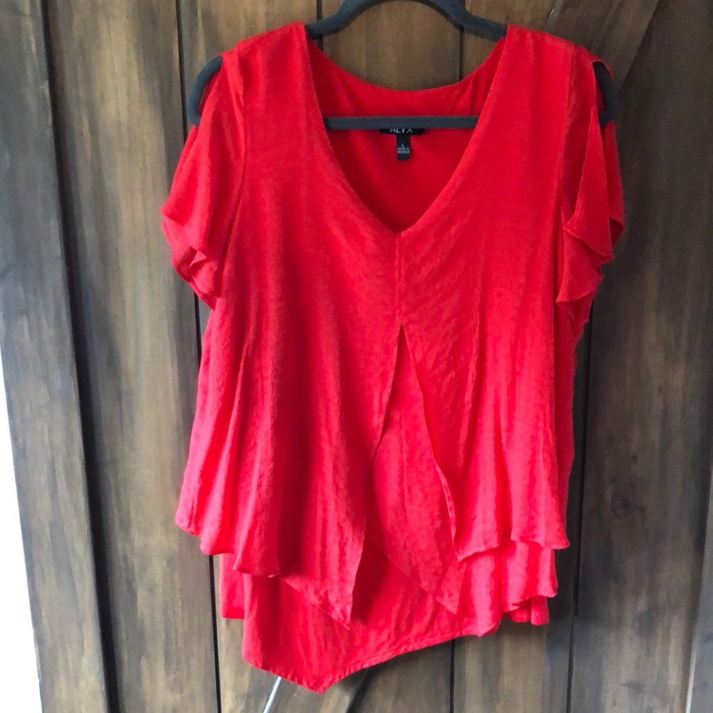 $5/$25 Alyx Asymmetrical coral top with open sleeve